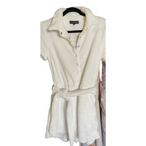 NWT In The Style Womens Short Sleeve Romper Snap Button Tie-Waist Size 8 White